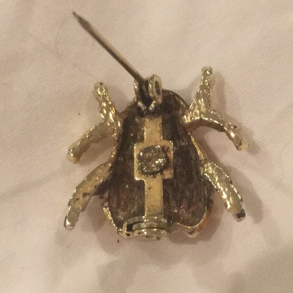 VINTAGE Enameled Lady Bug Pin Brooch Emerald Eyes - Picture 5 of 6